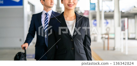 Two business people on a business trip ■Photography cooperation: Kansai International Airport (KIX) Two business people on a business trip ■Photography cooperation: Kansai International Airport (KIX) 136342824