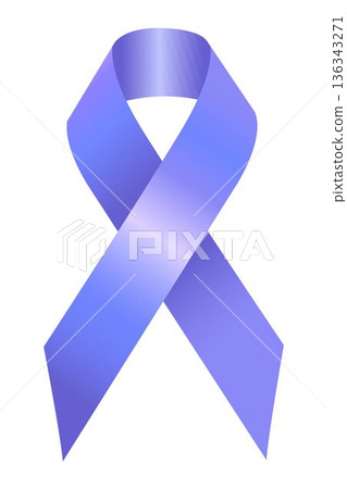Periwinkle, lavender, light purple Cancer Awareness Ribbon Isolated on White Background. Vector Illustration. 136343271