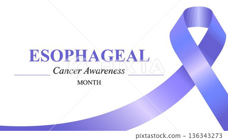 Esophageal Cancer Awareness Ribbon. April is Cancer Awareness Month. Design for banner, cards, prints, social media, poster, flyer and background design template. Realistic Vector Illustration 136343273