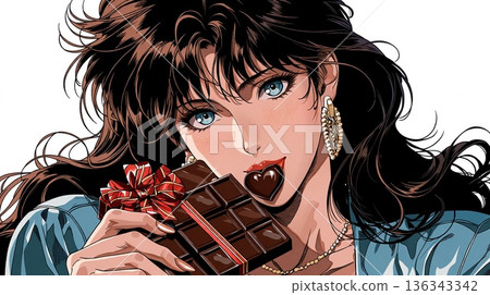 Showa Retro Girl and Chocolate Showa Retro Girl and Chocolate 136343342