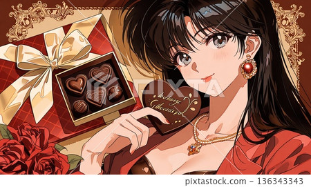 Showa Retro Girl and Chocolate Showa Retro Girl and Chocolate 136343343