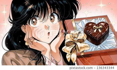 Showa Retro Girl and Chocolate Showa Retro Girl and Chocolate 136343344