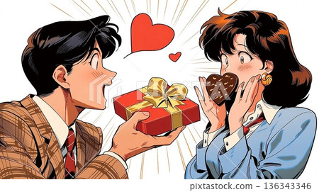 Showa Retro Girl and Chocolate Showa Retro Girl and Chocolate 136343346