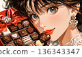 Showa Retro Girl and Chocolate 136343347