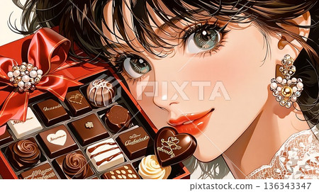 Showa Retro Girl and Chocolate Showa Retro Girl and Chocolate 136343347