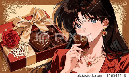Showa Retro Girl and Chocolate Showa Retro Girl and Chocolate 136343348