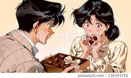 Showa Retro Girl and Chocolate Showa Retro Girl and Chocolate 136343350