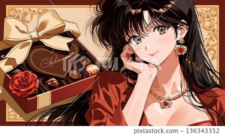 Showa Retro Girl and Chocolate Showa Retro Girl and Chocolate 136343352