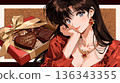 Showa Retro Girl and Chocolate 136343355