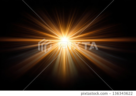 Radiant light burst background abstract glow bright star explosion energy golden flare beams effect on dark space mood 136343622