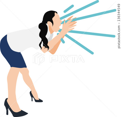 一位女商人大聲喊叫的插圖 136344549