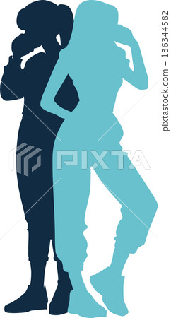 Illustration of two women communicating Illustration of two women communicating 136344582