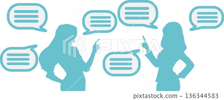 兩個女人交談的插圖 136344583