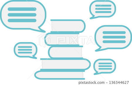 一幅描繪一堆書籍的插圖，象徵著知識的累積。 136344627