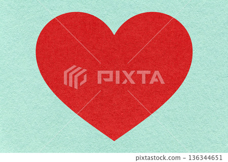 Red heart on light mint paper texture background with copy space for Valentines Day banner, template or greeting card Red heart on light mint paper texture background with copy space for Valentines Day banner, template or greeting card 136344651