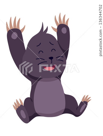 Vector cartoon mole. Cute illustration of funny animal for children design 136344702