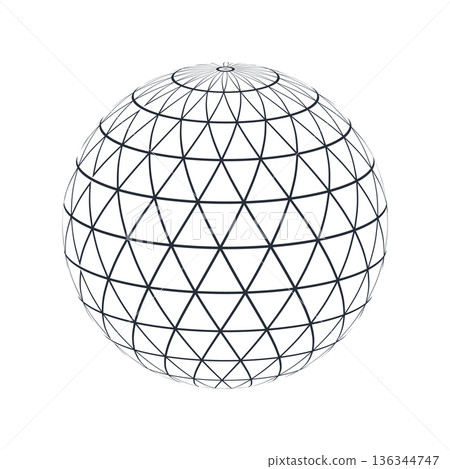 World globe icon. Abstract wireframe geometric planet earth logo, linear global worldwide network symbol, modern round web sign 136344747