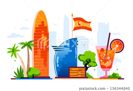 Travel to Spain - colorful flat design style illustration Travel to Spain - colorful flat design style illustration 136344840