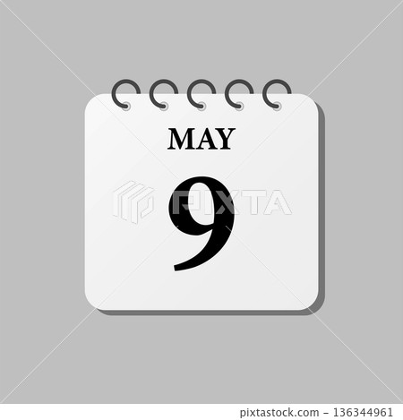 Icon page calendar day - 9 May Icon page calendar day - 9 May 136344961