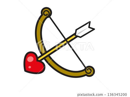 丘比特弓箭傳遞愛意的插圖：情人節與浪漫概念素材 136345200