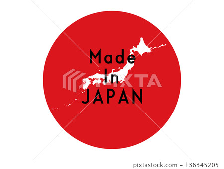 Made in JAPAN Japan Map Illustration of a map of Japan inside a red circle of the Japanese flag Made in JAPAN Japan Map Illustration of a map of Japan inside a red circle of the Japanese flag 136345205