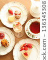 Strawberry sweets and tea 136345308