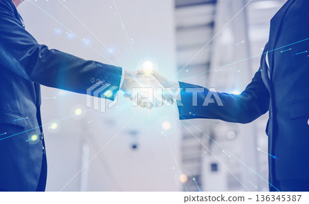 Business Handshake Digital Collaboration ■Filming cooperation: Kansai International Airport (KIX) 136345387