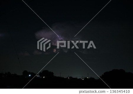 Lightning shining in the darkness, night, thunderclouds Lightning shining in the darkness, night, thunderclouds 136345410