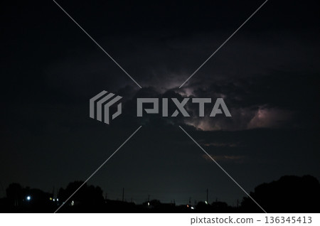Lightning shining in the darkness, night, thunderclouds Lightning shining in the darkness, night, thunderclouds 136345413