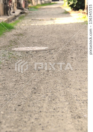A manhole in a back alley A manhole in a back alley 136345555