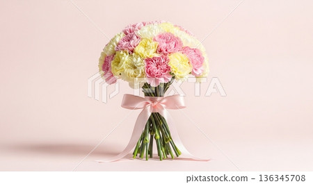 Pink and yellow carnation bouquet background Pink and yellow carnation bouquet background 136345708