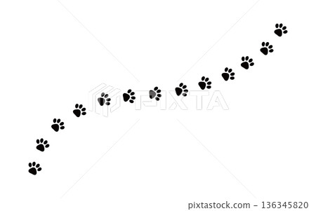 貓爪印，黑白插圖 136345820