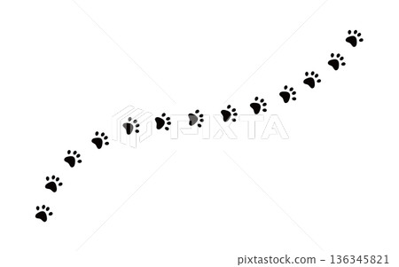 貓爪印，黑白插圖 136345821