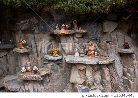 Buddhist statuettes at Haedong Yonggungsa Buddhist temple in Gijang-gun, Busan, South Korea 136346445