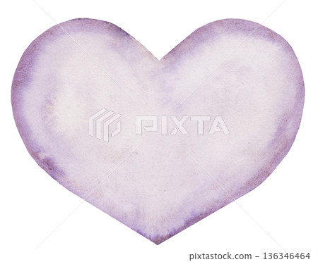 Light purple watercolor heart, isolated illustration. Hand painted element for Valentine Day cards Light purple watercolor heart, isolated illustration. Hand painted element for Valentine Day cards 136346464