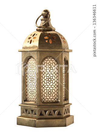 Decorative copper, brass and silver arabic lanterns isolated on white background Decorative copper, brass and silver arabic lanterns isolated on white background 136346611