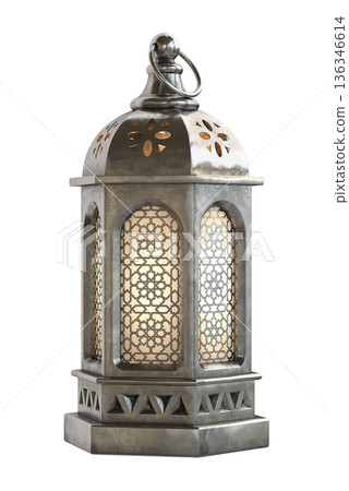 Decorative copper, brass and silver arabic lanterns isolated on white background Decorative copper, brass and silver arabic lanterns isolated on white background 136346614