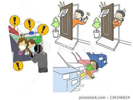 可用於小學和初中資訊倫理和犯罪預防課程的插圖 136346624