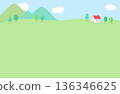 Mountain and small house background illustration 136346625