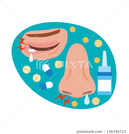 花粉症引起的鼻子和眼睛不適 136346712