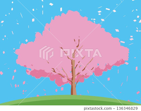 Scenery with cherry tree Scenery with cherry tree 136346829