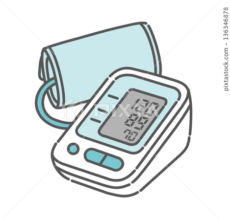 Illustration of an electronic blood pressure monitor (upper arm blood pressure monitor) Illustration of an electronic blood pressure monitor (upper arm blood pressure monitor) 136346878