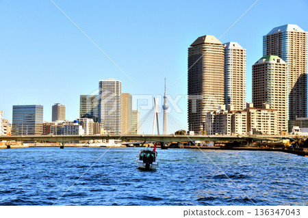 Tsukuda Bridge (East/Left Bank) / View of the Sumida River area from downstream (Chuo Ward, Tokyo) [February 2026] 136347043