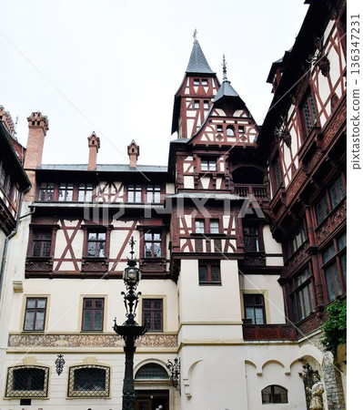 Romania, Transylvania, Sinaia, Peles Castle, courtyard, Pearl of the Carpathians Romania, Transylvania, Sinaia, Peles Castle, courtyard, Pearl of the Carpathians 136347231