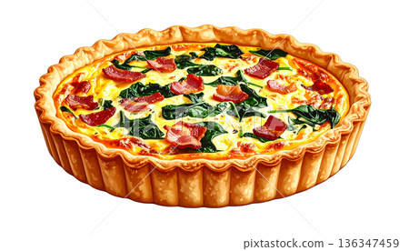 培根菠菜乳蛋餅 - 烘焙店插圖 136347459