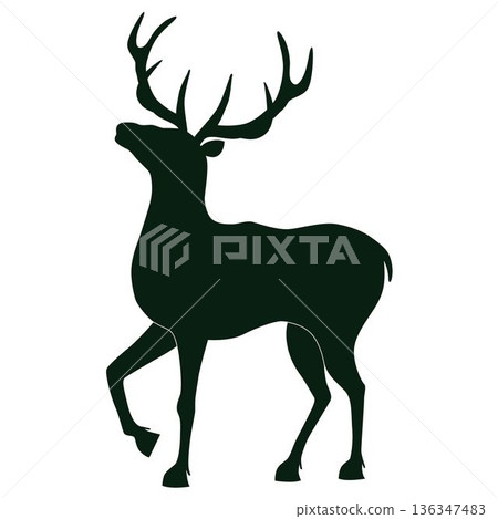 Christmas deer silhouette with unique antlers Christmas deer silhouette with unique antlers 136347483