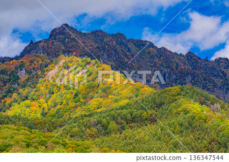 (Nagano Prefecture) Autumn reflected on the lake surface, Togakushi Plateau, Kagami Pond (Nagano Prefecture) Autumn reflected on the lake surface, Togakushi Plateau, Kagami Pond 136347544