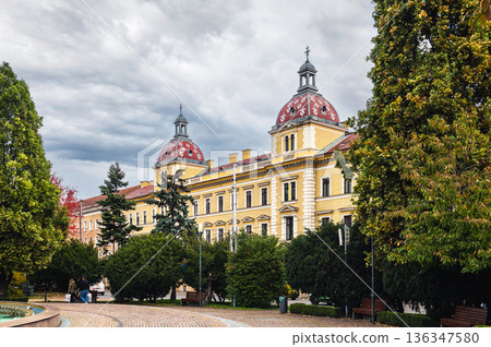 Historic Colorful Facades and City Life at Avram Iancu Square Historic Colorful Facades and City Life at Avram Iancu Square 136347580