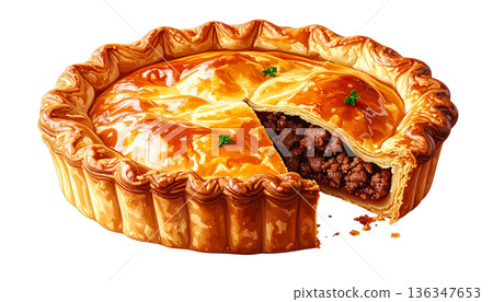 粗磨香腸餡餅，烘焙店插圖 136347653