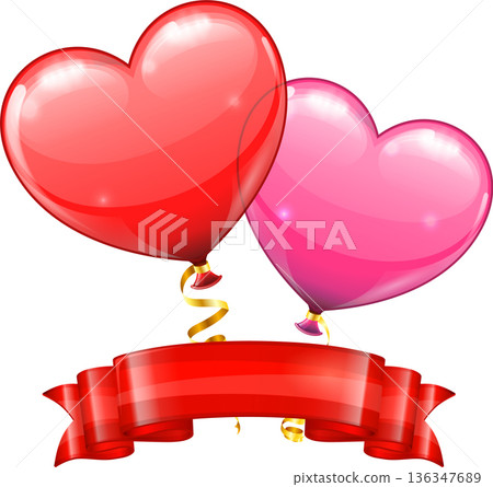 Valentines Day with Hearts Balloons 136347689